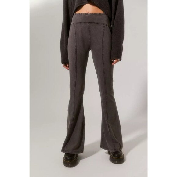 Urban Outfitters OUT FROM UNDER Aria Grey Cotton Seamed Flared Pants, Size S - Picture 2 of 13